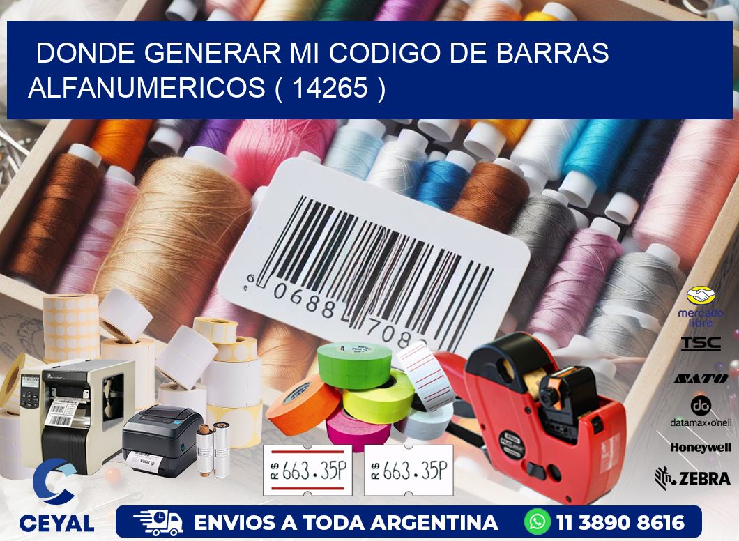 DONDE GENERAR MI CODIGO DE BARRAS ALFANUMERICOS ( 14265 )