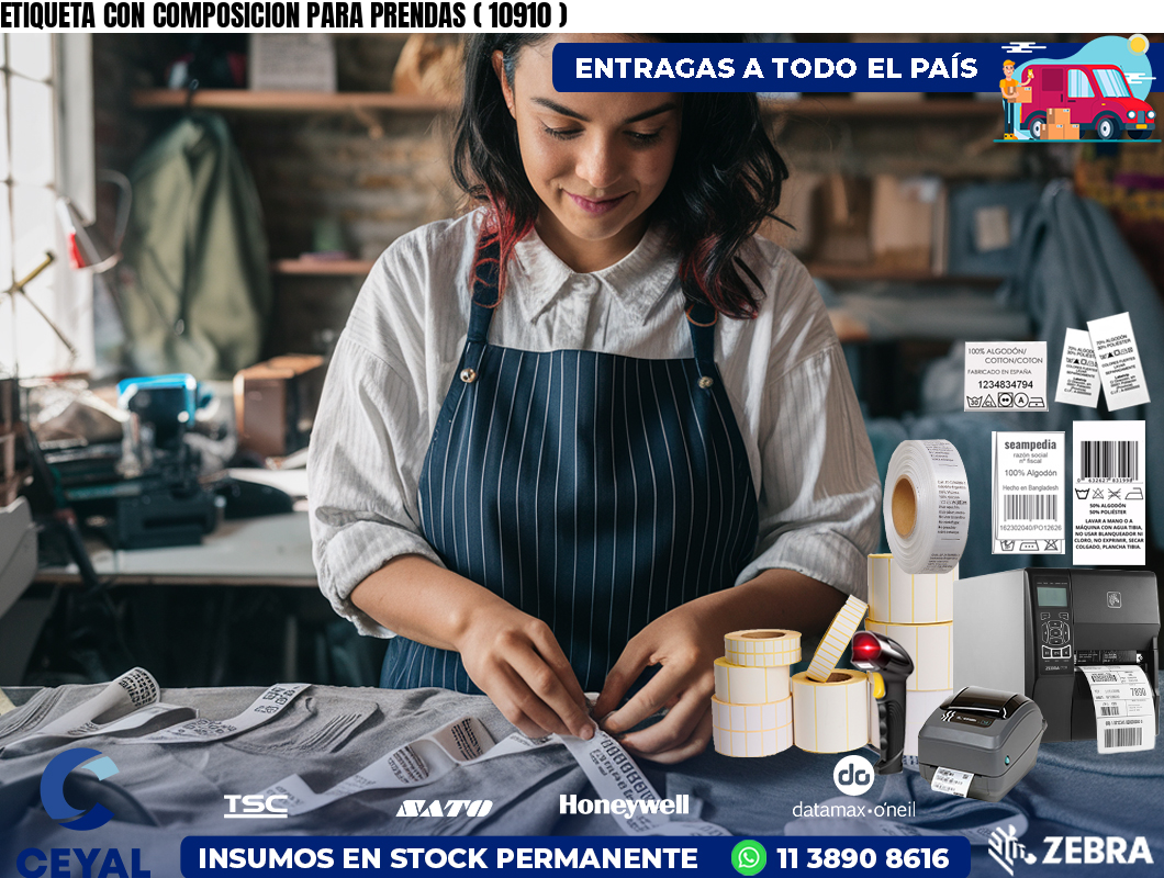 ETIQUETA CON COMPOSICION PARA PRENDAS ( 10910 )