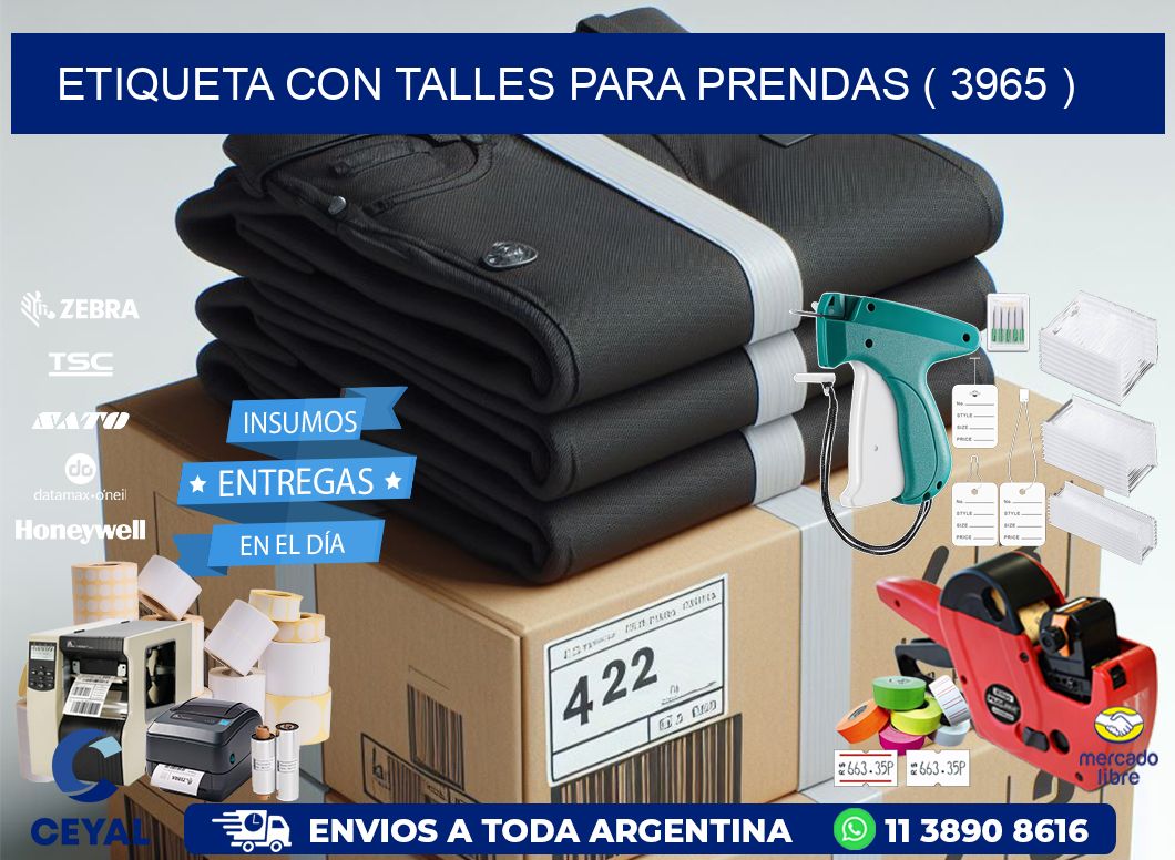 ETIQUETA CON TALLES PARA PRENDAS ( 3965 )