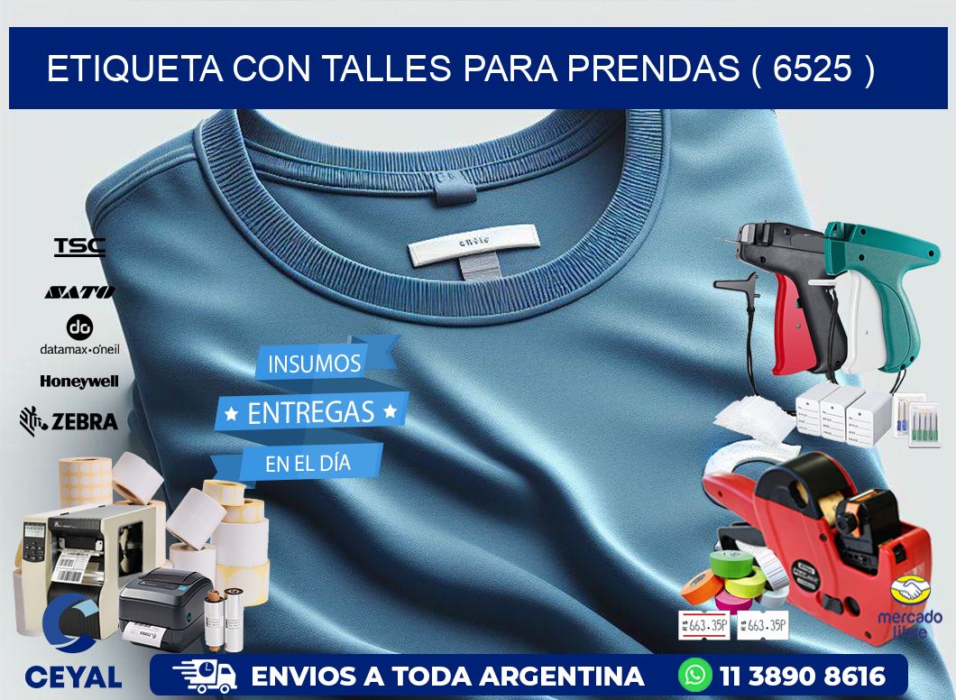 ETIQUETA CON TALLES PARA PRENDAS ( 6525 )