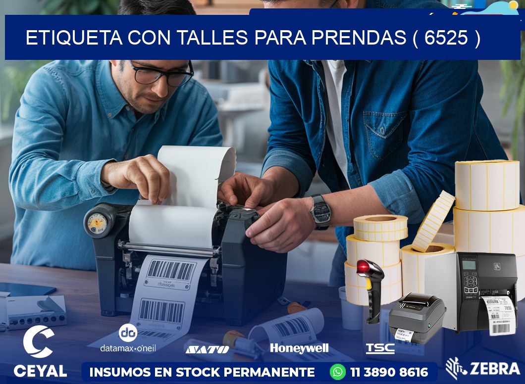 ETIQUETA CON TALLES PARA PRENDAS ( 6525 )