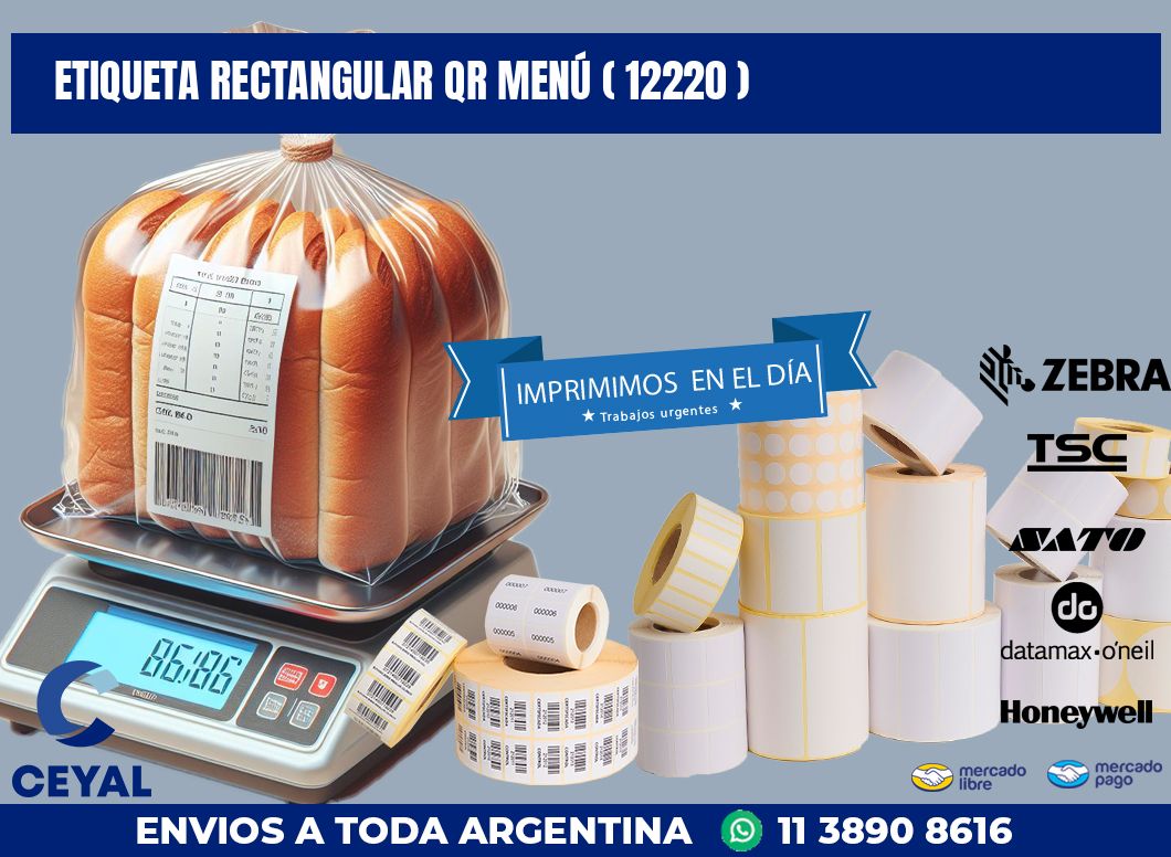 ETIQUETA RECTANGULAR QR MENÚ ( 12220 )