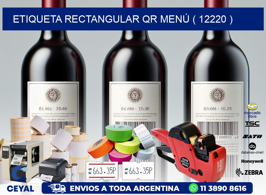 ETIQUETA RECTANGULAR QR MENÚ ( 12220 )