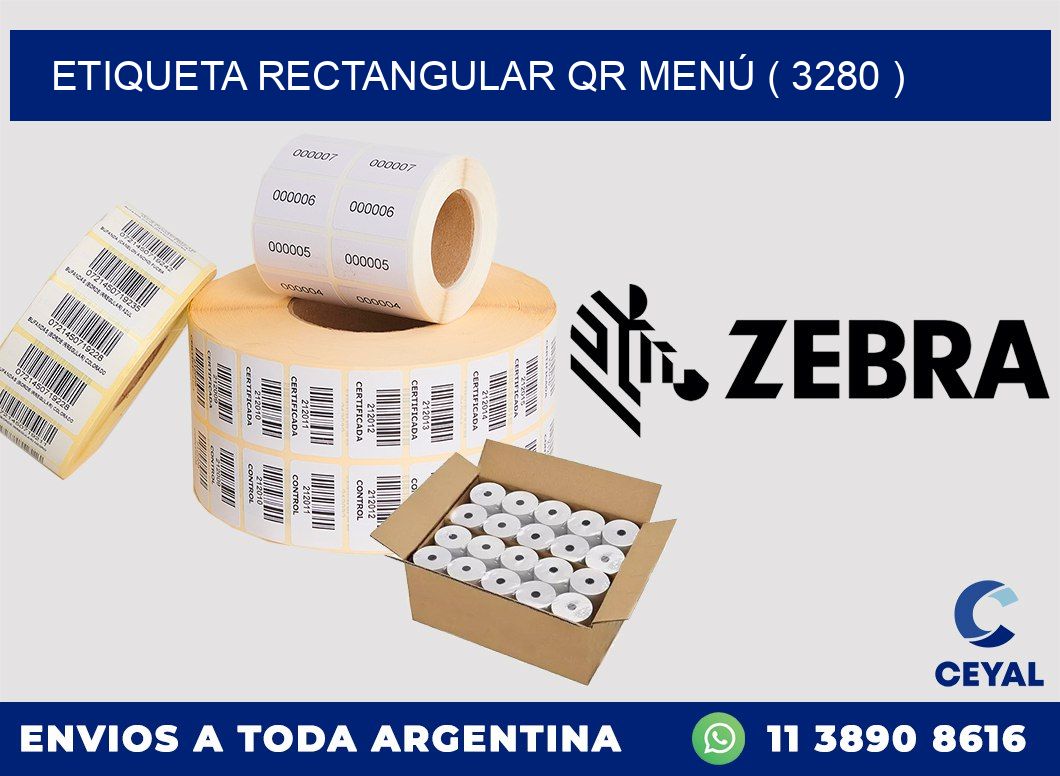 ETIQUETA RECTANGULAR QR MENÚ ( 3280 )