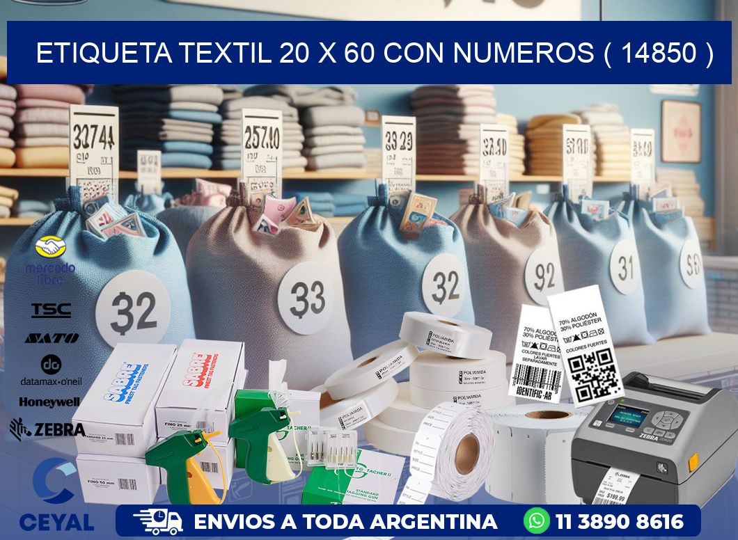 ETIQUETA TEXTIL 20 X 60 CON NUMEROS ( 14850 )