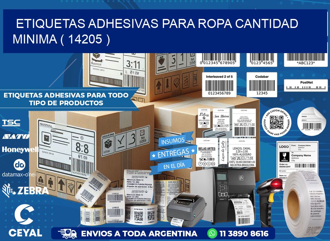 ETIQUETAS ADHESIVAS PARA ROPA CANTIDAD MINIMA ( 14205 )