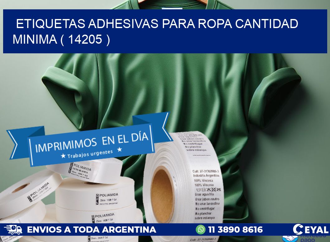 ETIQUETAS ADHESIVAS PARA ROPA CANTIDAD MINIMA ( 14205 )