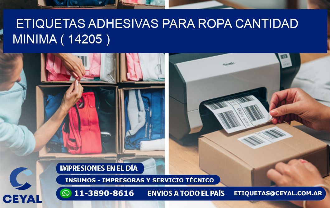 ETIQUETAS ADHESIVAS PARA ROPA CANTIDAD MINIMA ( 14205 )