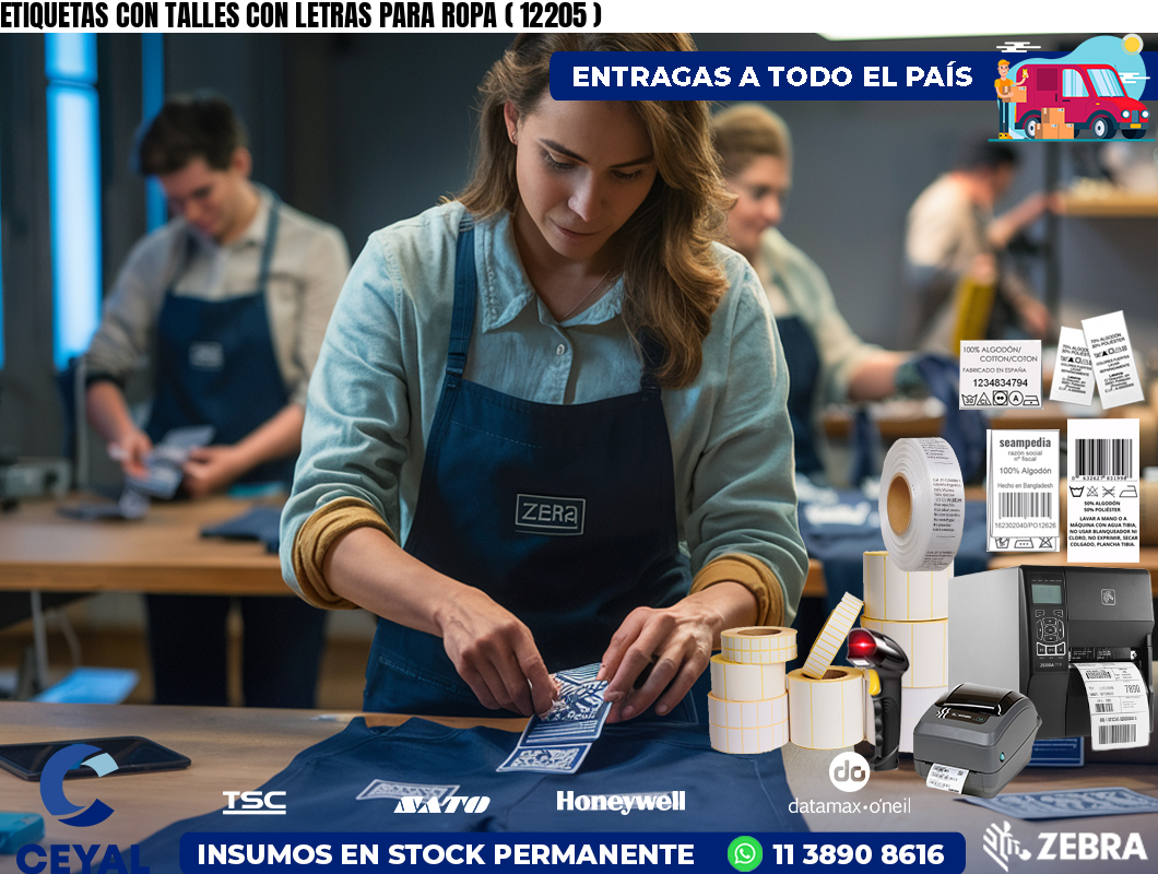 ETIQUETAS CON TALLES CON LETRAS PARA ROPA ( 12205 )