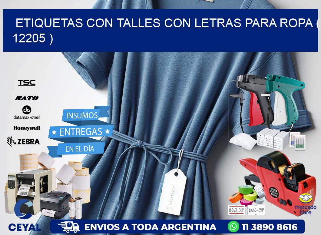 ETIQUETAS CON TALLES CON LETRAS PARA ROPA ( 12205 )