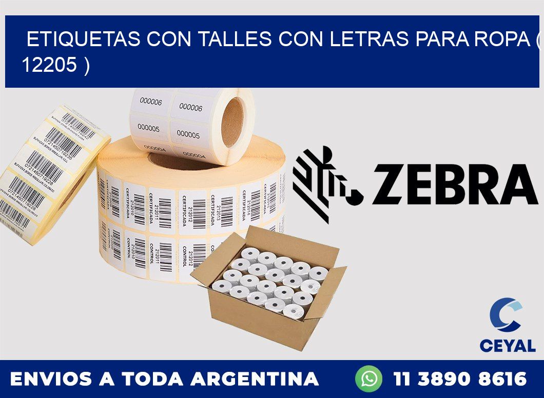 ETIQUETAS CON TALLES CON LETRAS PARA ROPA ( 12205 )