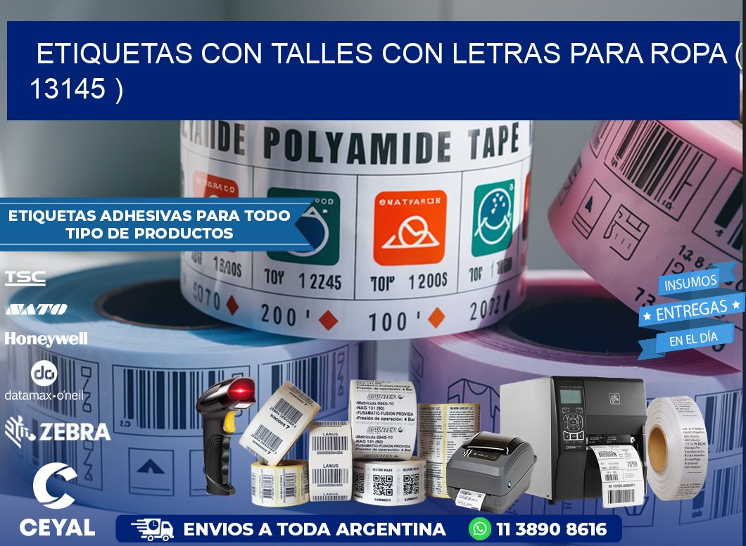 ETIQUETAS CON TALLES CON LETRAS PARA ROPA ( 13145 )