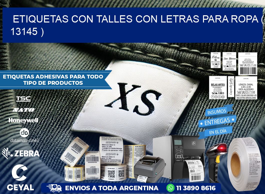 ETIQUETAS CON TALLES CON LETRAS PARA ROPA ( 13145 )