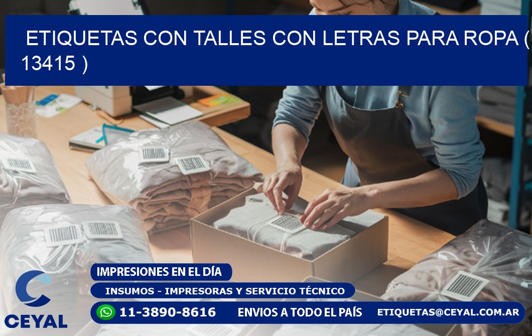ETIQUETAS CON TALLES CON LETRAS PARA ROPA ( 13415 )