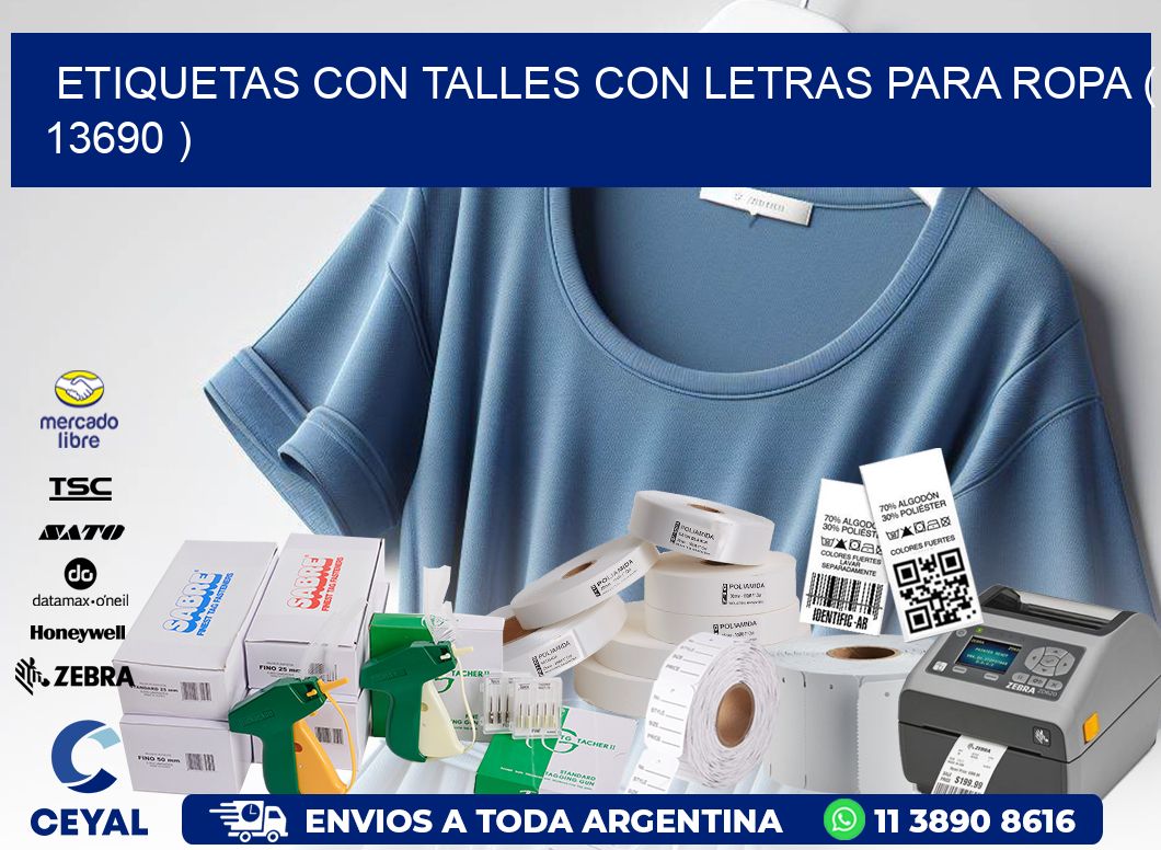 ETIQUETAS CON TALLES CON LETRAS PARA ROPA ( 13690 )
