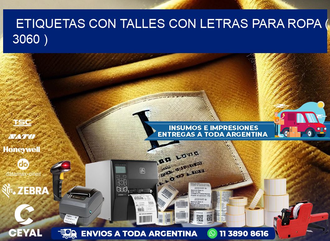 ETIQUETAS CON TALLES CON LETRAS PARA ROPA ( 3060 )