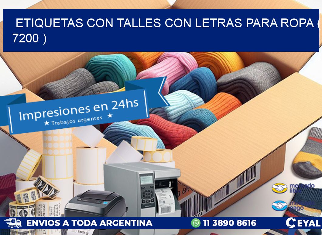 ETIQUETAS CON TALLES CON LETRAS PARA ROPA ( 7200 )