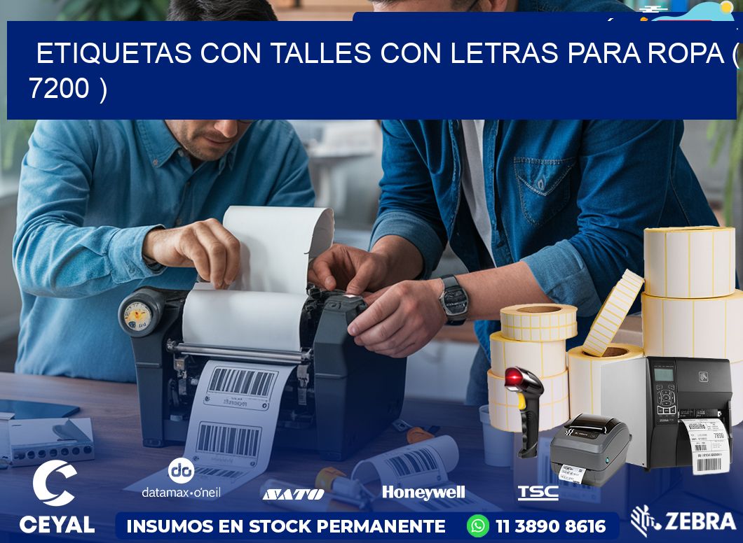 ETIQUETAS CON TALLES CON LETRAS PARA ROPA ( 7200 )