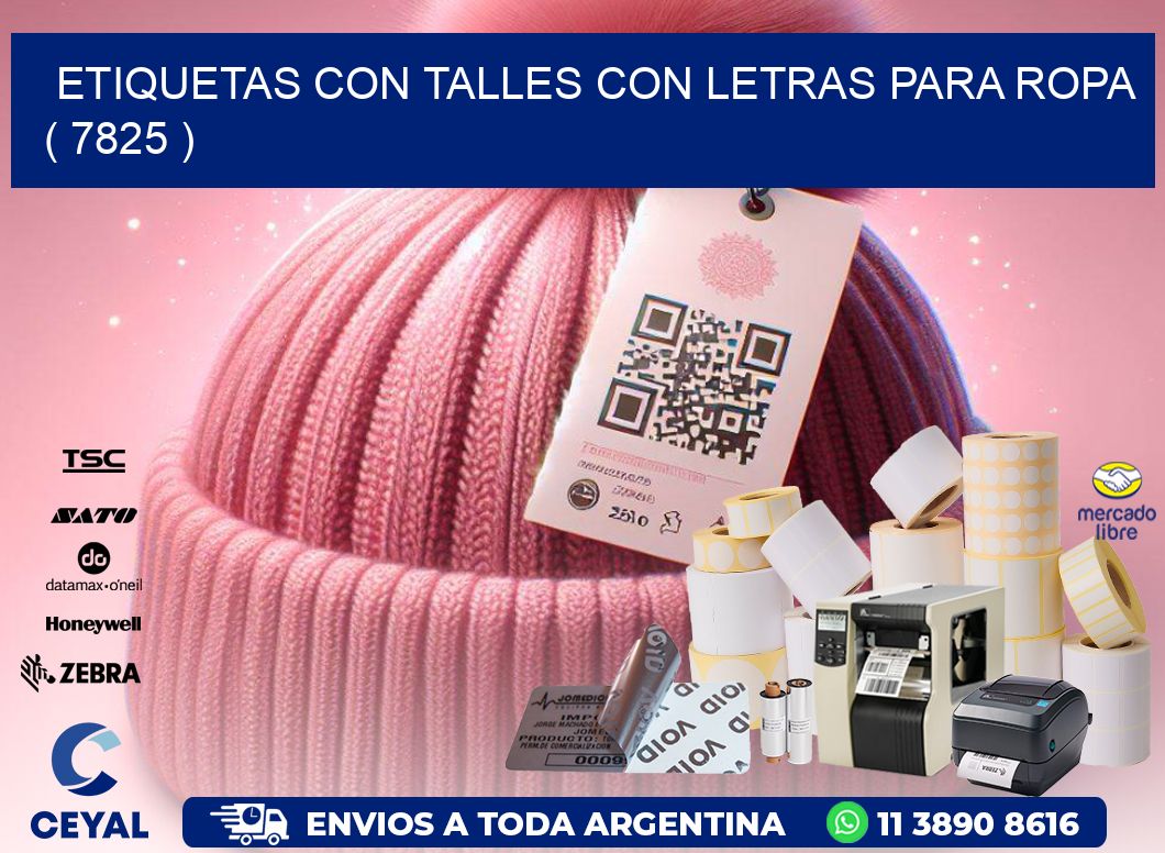 ETIQUETAS CON TALLES CON LETRAS PARA ROPA ( 7825 )