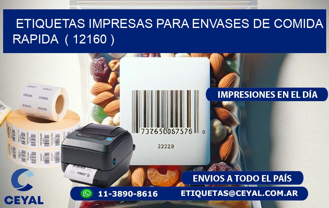 ETIQUETAS IMPRESAS PARA ENVASES DE COMIDA RAPIDA  ( 12160 )