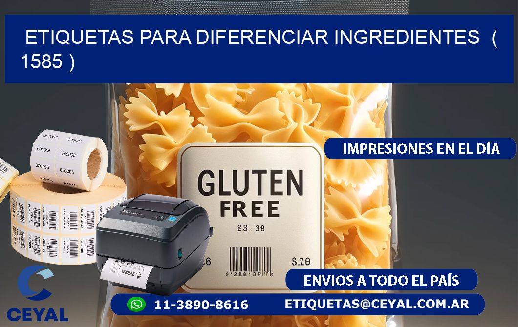 ETIQUETAS PARA DIFERENCIAR INGREDIENTES  ( 1585 )