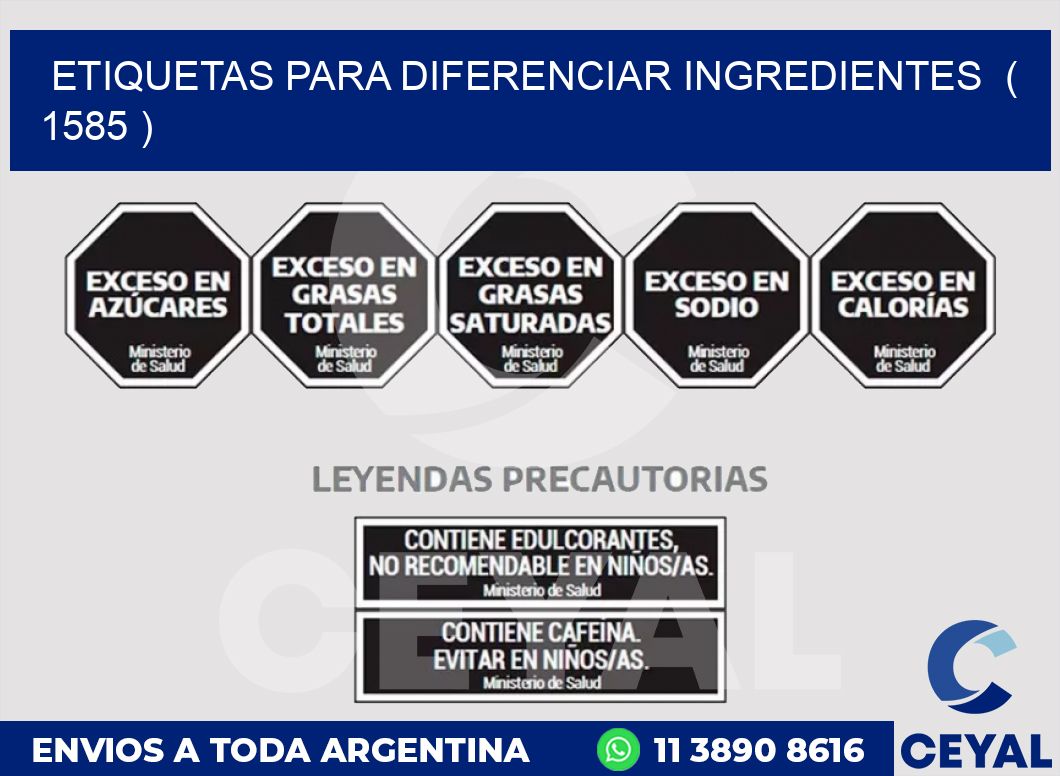 ETIQUETAS PARA DIFERENCIAR INGREDIENTES ( 1585 )