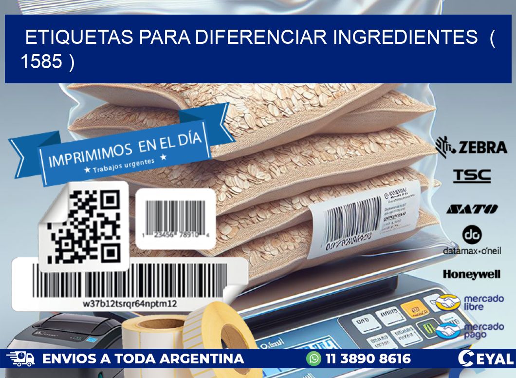 ETIQUETAS PARA DIFERENCIAR INGREDIENTES ( 1585 )