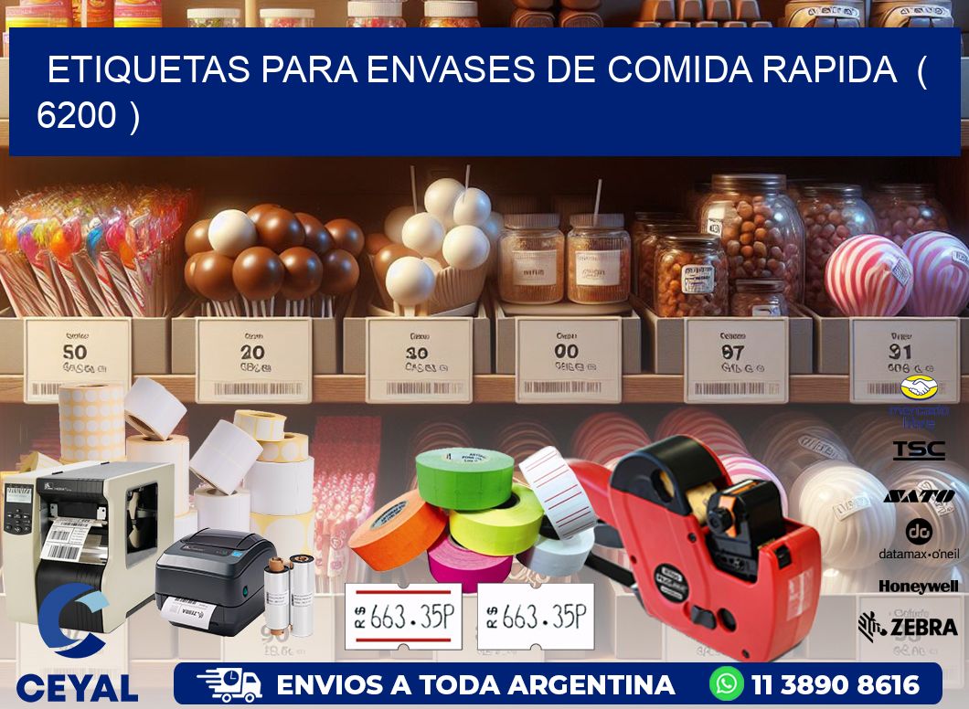 ETIQUETAS PARA ENVASES DE COMIDA RAPIDA  ( 6200 )