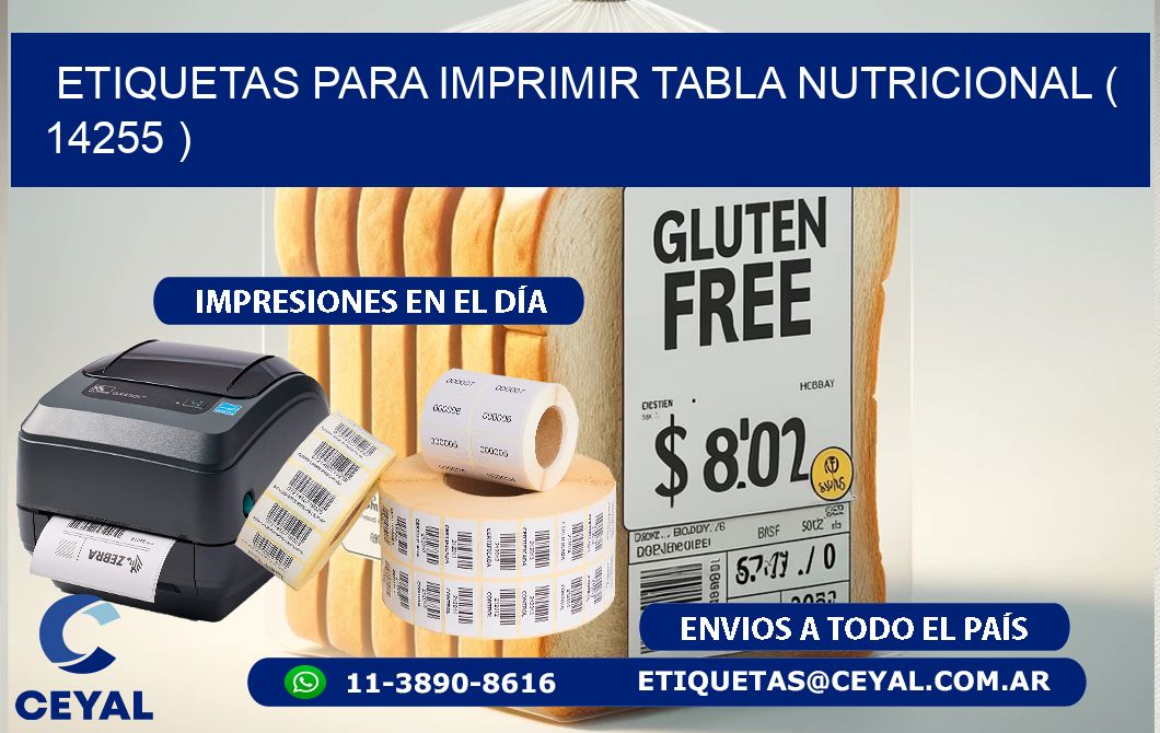 ETIQUETAS PARA IMPRIMIR TABLA NUTRICIONAL ( 14255 )