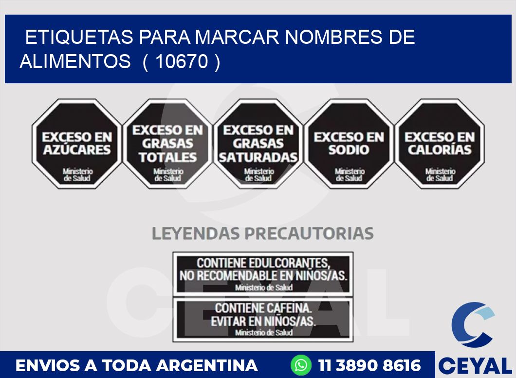 ETIQUETAS PARA MARCAR NOMBRES DE ALIMENTOS  ( 10670 )