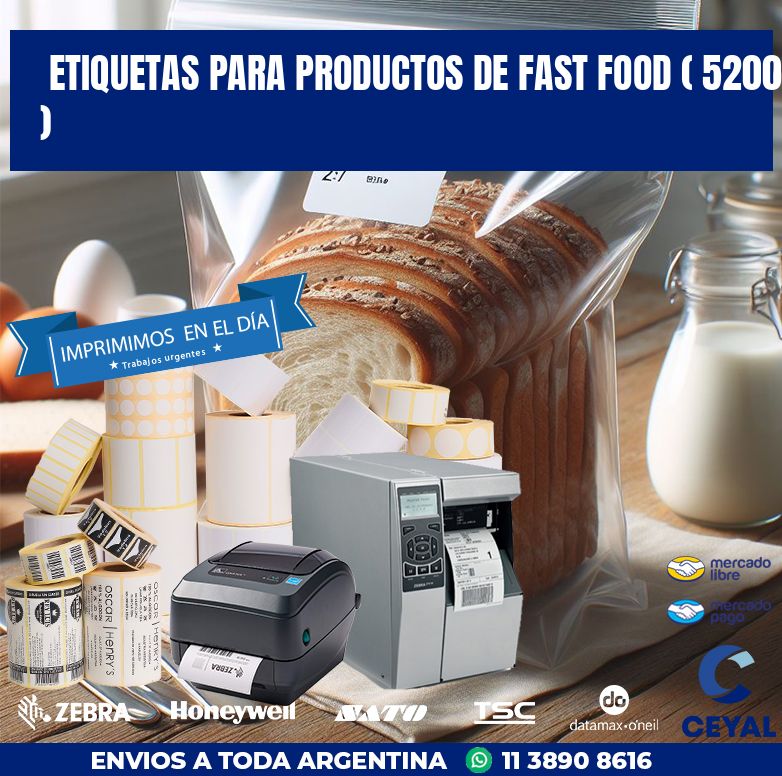 ETIQUETAS PARA PRODUCTOS DE FAST FOOD ( 5200 )