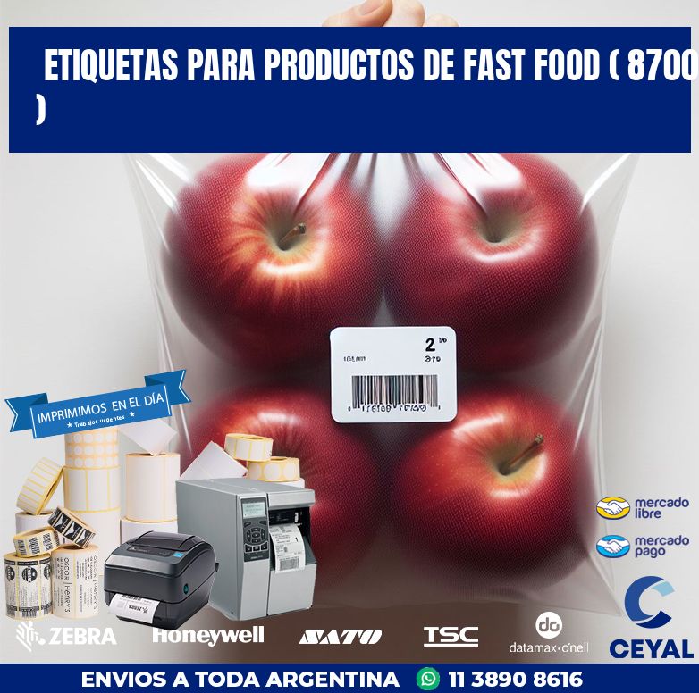 ETIQUETAS PARA PRODUCTOS DE FAST FOOD ( 8700 )