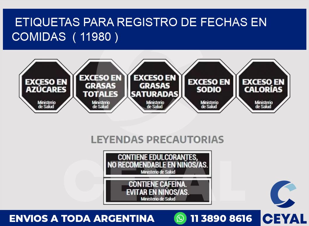ETIQUETAS PARA REGISTRO DE FECHAS EN COMIDAS  ( 11980 )