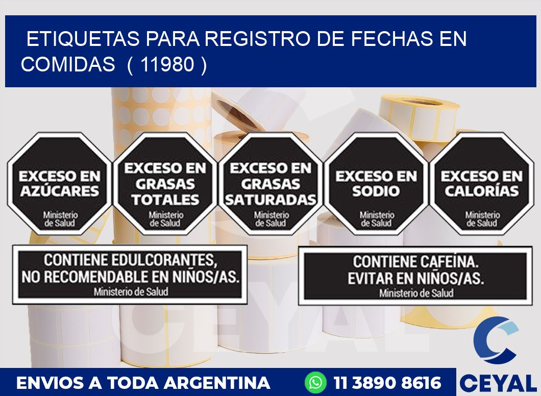 ETIQUETAS PARA REGISTRO DE FECHAS EN COMIDAS  ( 11980 )