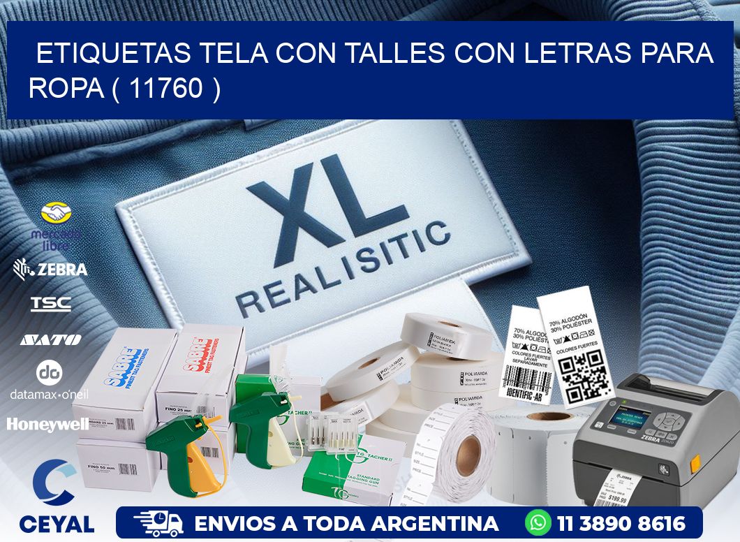 ETIQUETAS TELA CON TALLES CON LETRAS PARA ROPA ( 11760 )