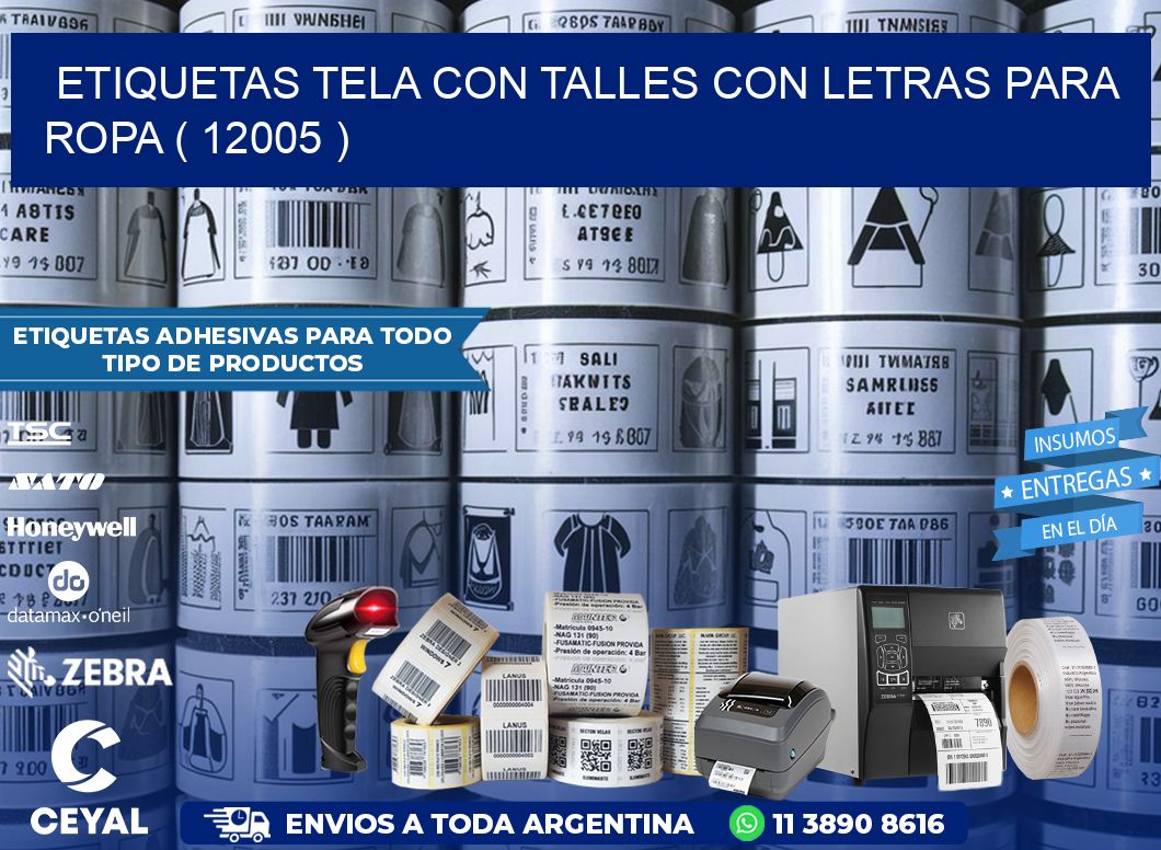 ETIQUETAS TELA CON TALLES CON LETRAS PARA ROPA ( 12005 )