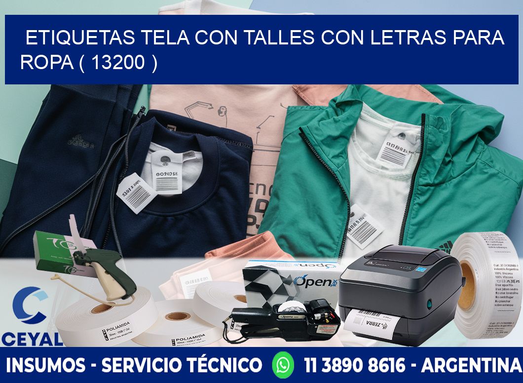 ETIQUETAS TELA CON TALLES CON LETRAS PARA ROPA ( 13200 )
