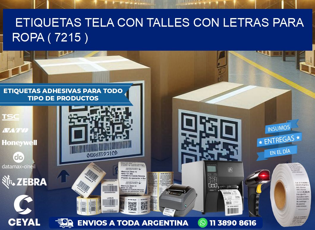 ETIQUETAS TELA CON TALLES CON LETRAS PARA ROPA ( 7215 )