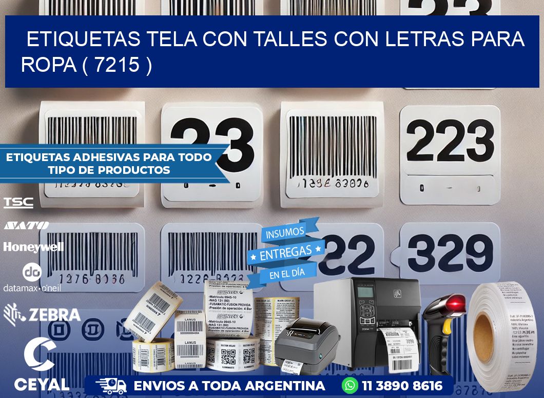 ETIQUETAS TELA CON TALLES CON LETRAS PARA ROPA ( 7215 )