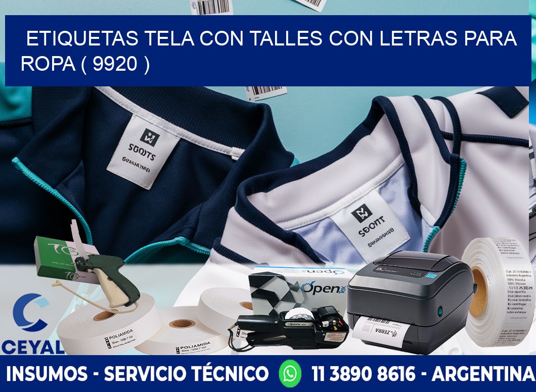 ETIQUETAS TELA CON TALLES CON LETRAS PARA ROPA ( 9920 )
