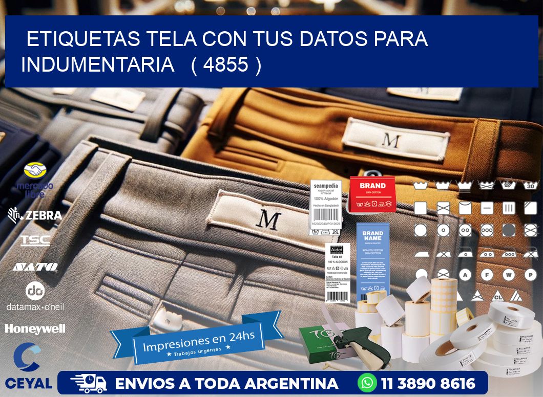 ETIQUETAS TELA CON TUS DATOS PARA INDUMENTARIA ( 4855 )