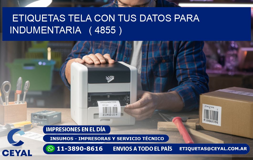 ETIQUETAS TELA CON TUS DATOS PARA INDUMENTARIA ( 4855 )
