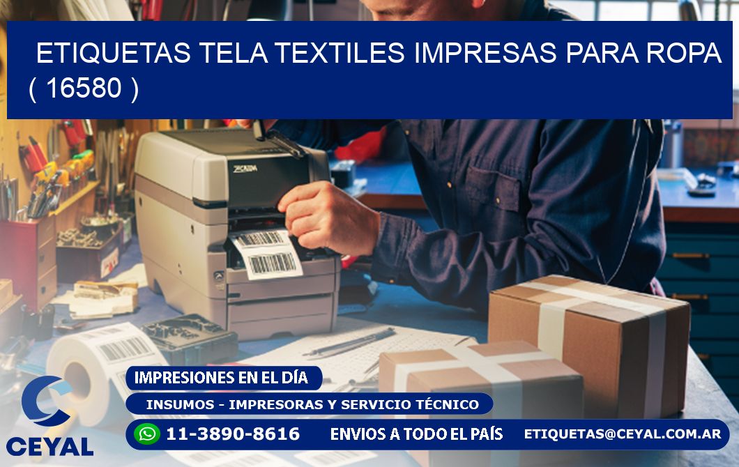 ETIQUETAS TELA TEXTILES IMPRESAS PARA ROPA   ( 16580 )