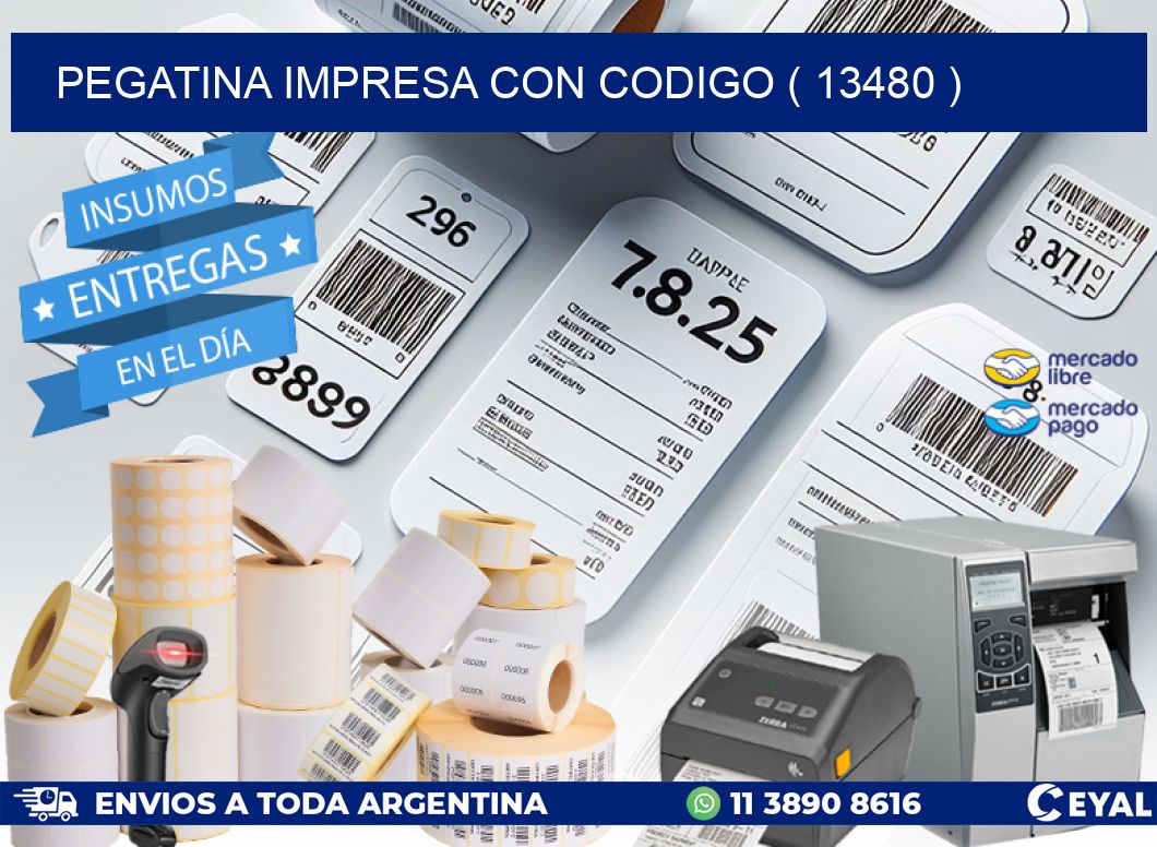 PEGATINA IMPRESA CON CODIGO ( 13480 )