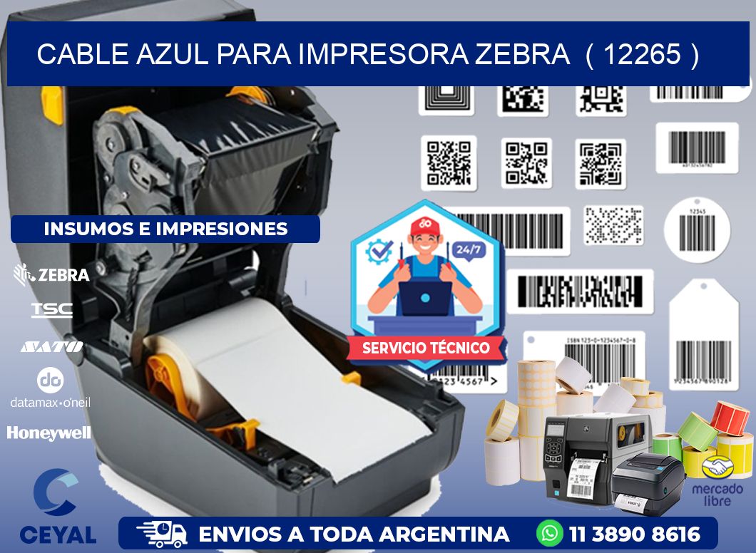 cable azul para impresora zebra  ( 12265 )