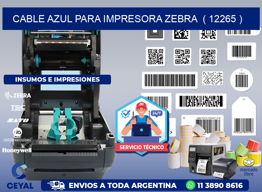 cable azul para impresora zebra  ( 12265 )