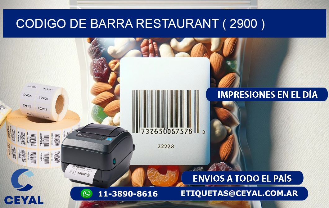 CODIGO DE BARRA RESTAURANT ( 2900 )