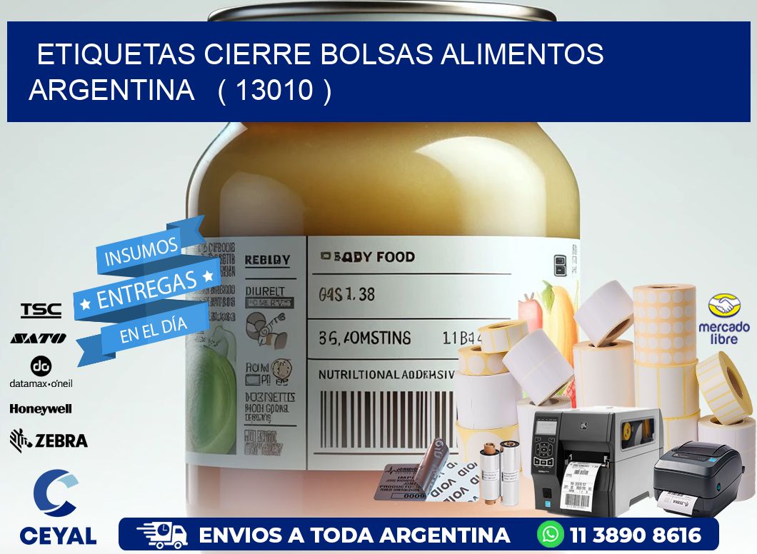 ETIQUETAS CIERRE BOLSAS ALIMENTOS ARGENTINA   ( 13010 )