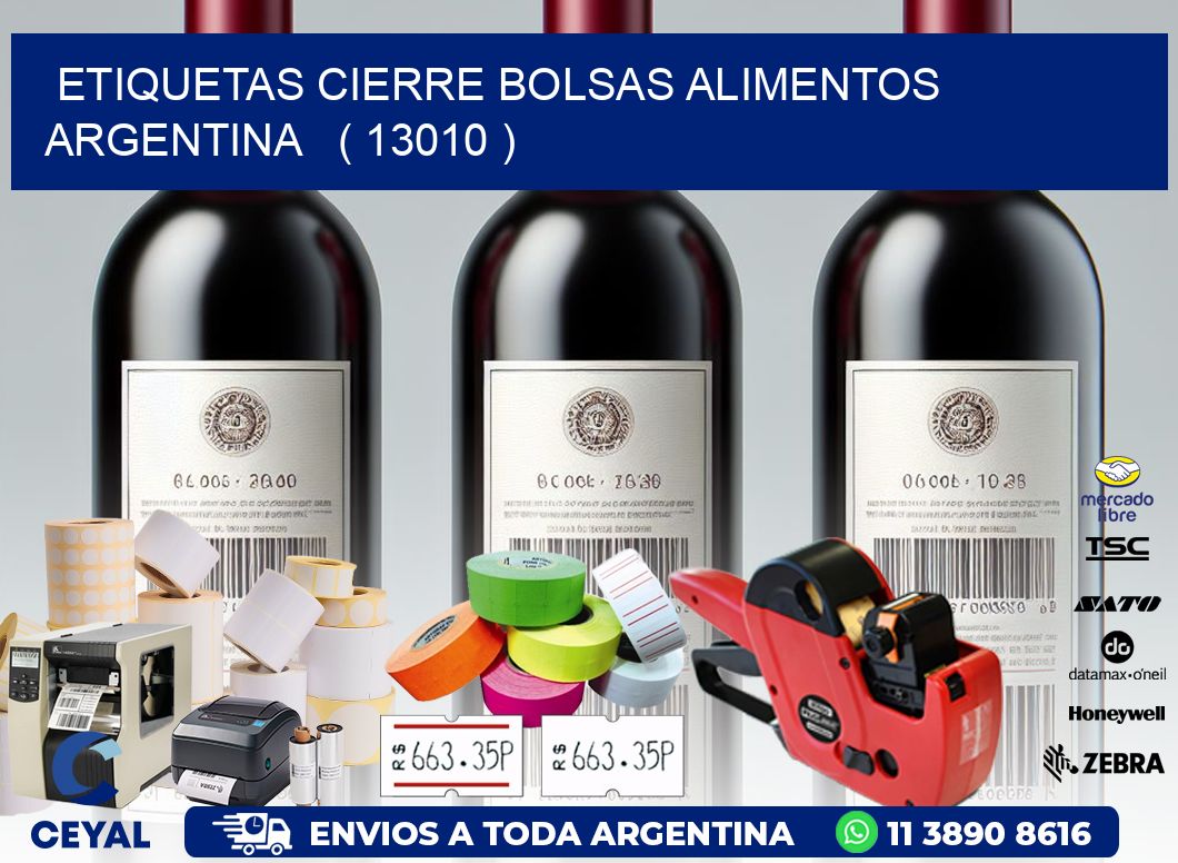 ETIQUETAS CIERRE BOLSAS ALIMENTOS ARGENTINA   ( 13010 )