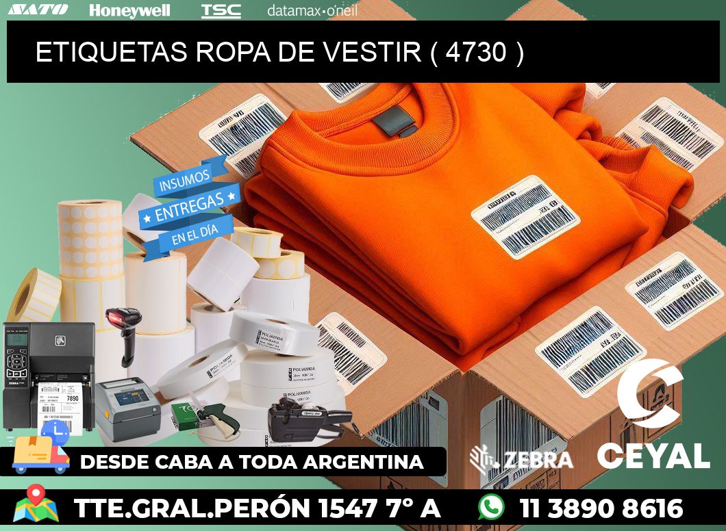 ETIQUETAS ROPA DE VESTIR ( 4730 )